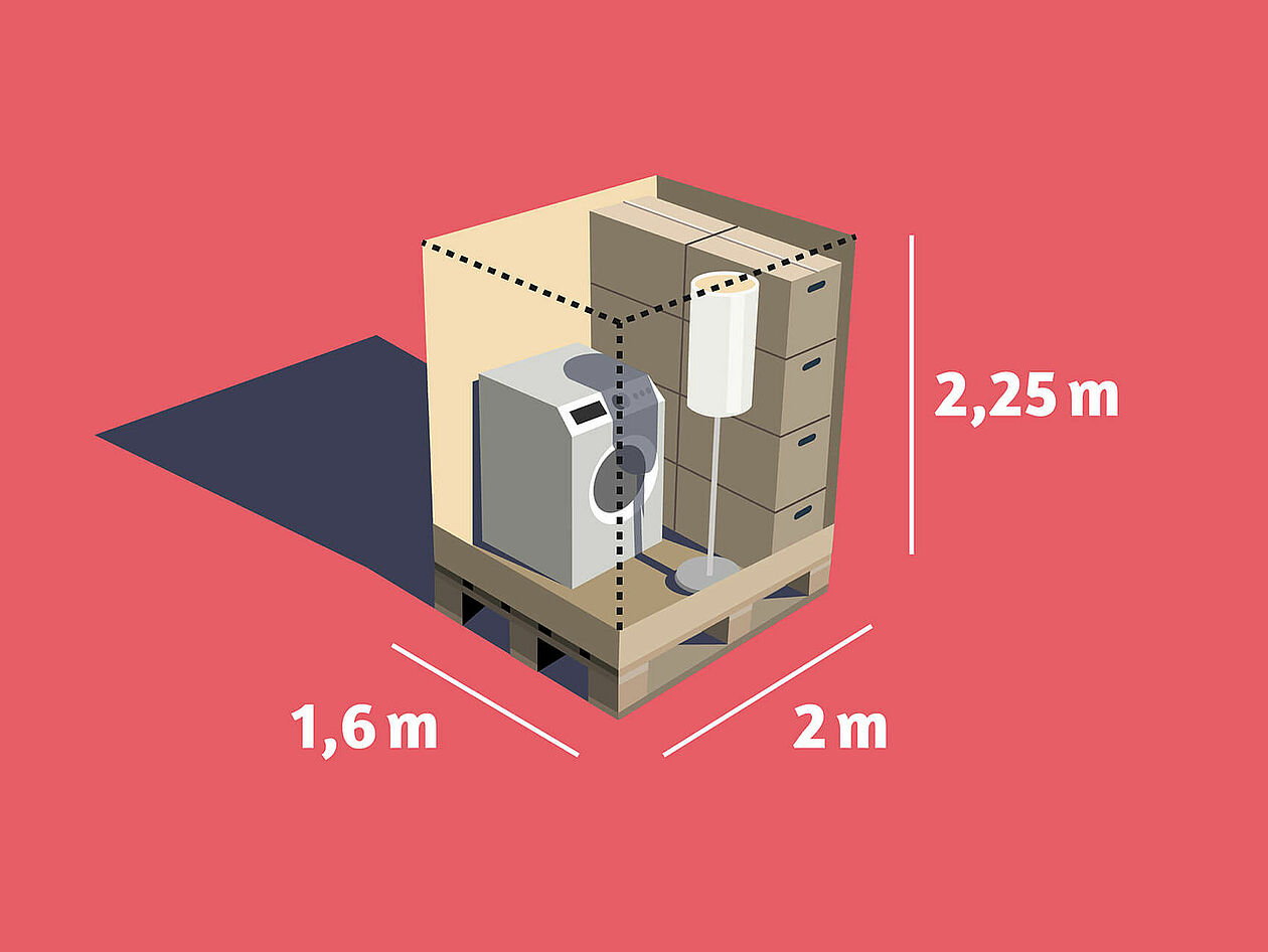 Illustration der Lagerbox L mit 7,5 Kubikmeter Volumen